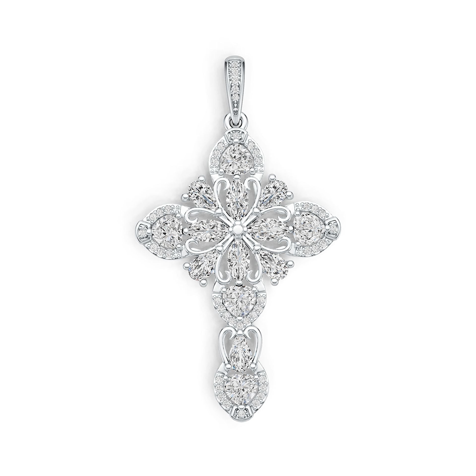 18K Gold Semi Mount Pendant Setting Marquise MQ 6X3mm PE 5X3mm HT 4X4mm Diamond Accent DHJ