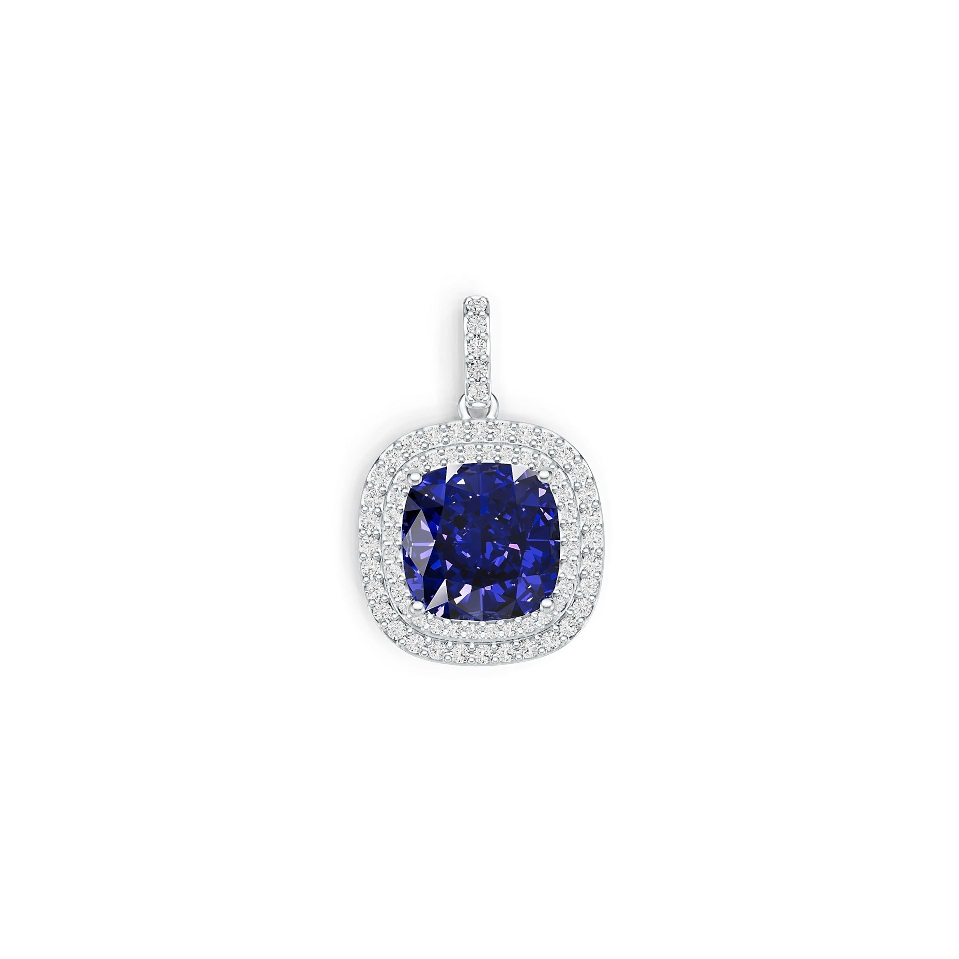 10K 14K Gold or Platinum Semi Mount Pendant Setting Cushion Cu 10x10mm Diamond Accent Syzjewelry