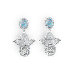 10K Gold Semi Mount Earrings Setting Oval OV 10X8mm OV Cabochon 8X6mm Moissanite Accent DHJ