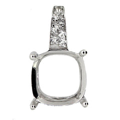 14K Gold Semi Mount Pendant Setting Cushion Cu 9x9mm W/ L003P Diamond Accent Syzjewelry