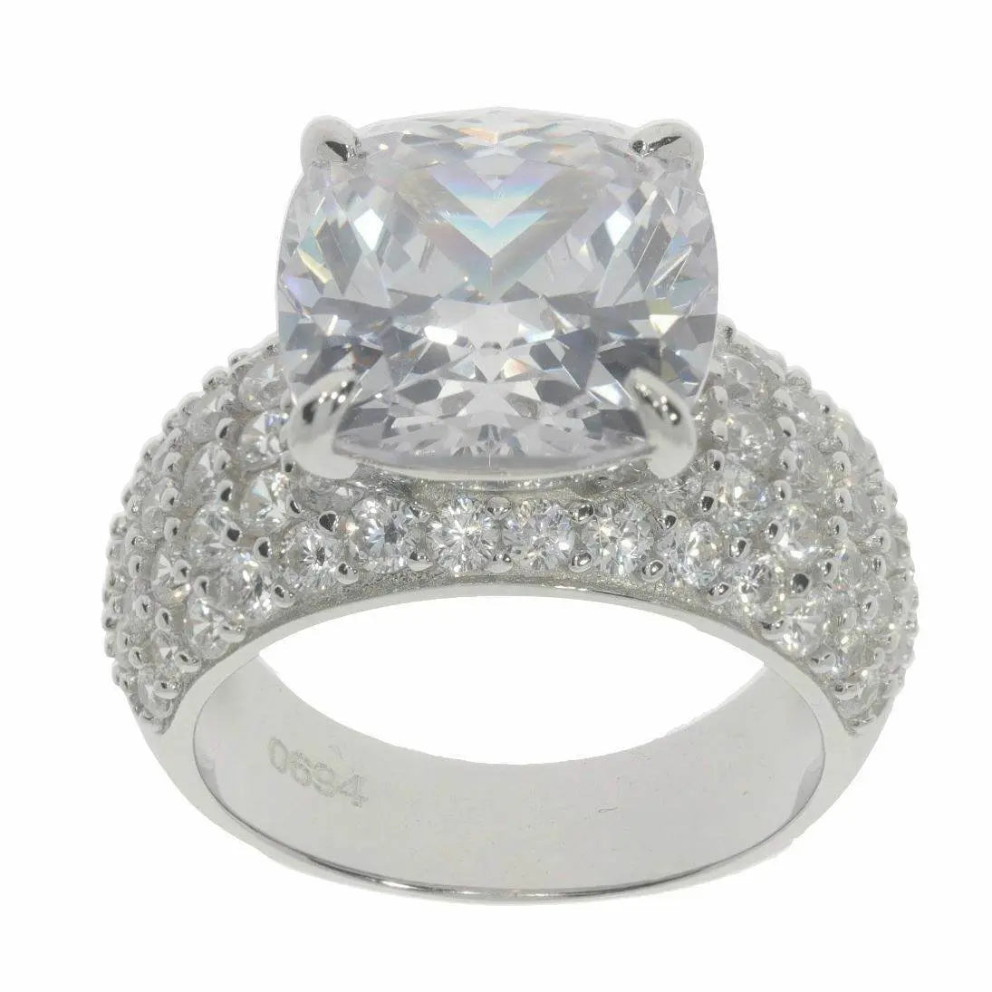 Platinum Semi Mount Ring Setting Cushion CU 12X12mm Engagement Diamond Accent DHJ