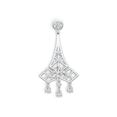 18K Gold Semi Mount Pendant Setting Round RD 9x9mm RD 6X6mm PE 6X4mm Diamond Accent DHJ