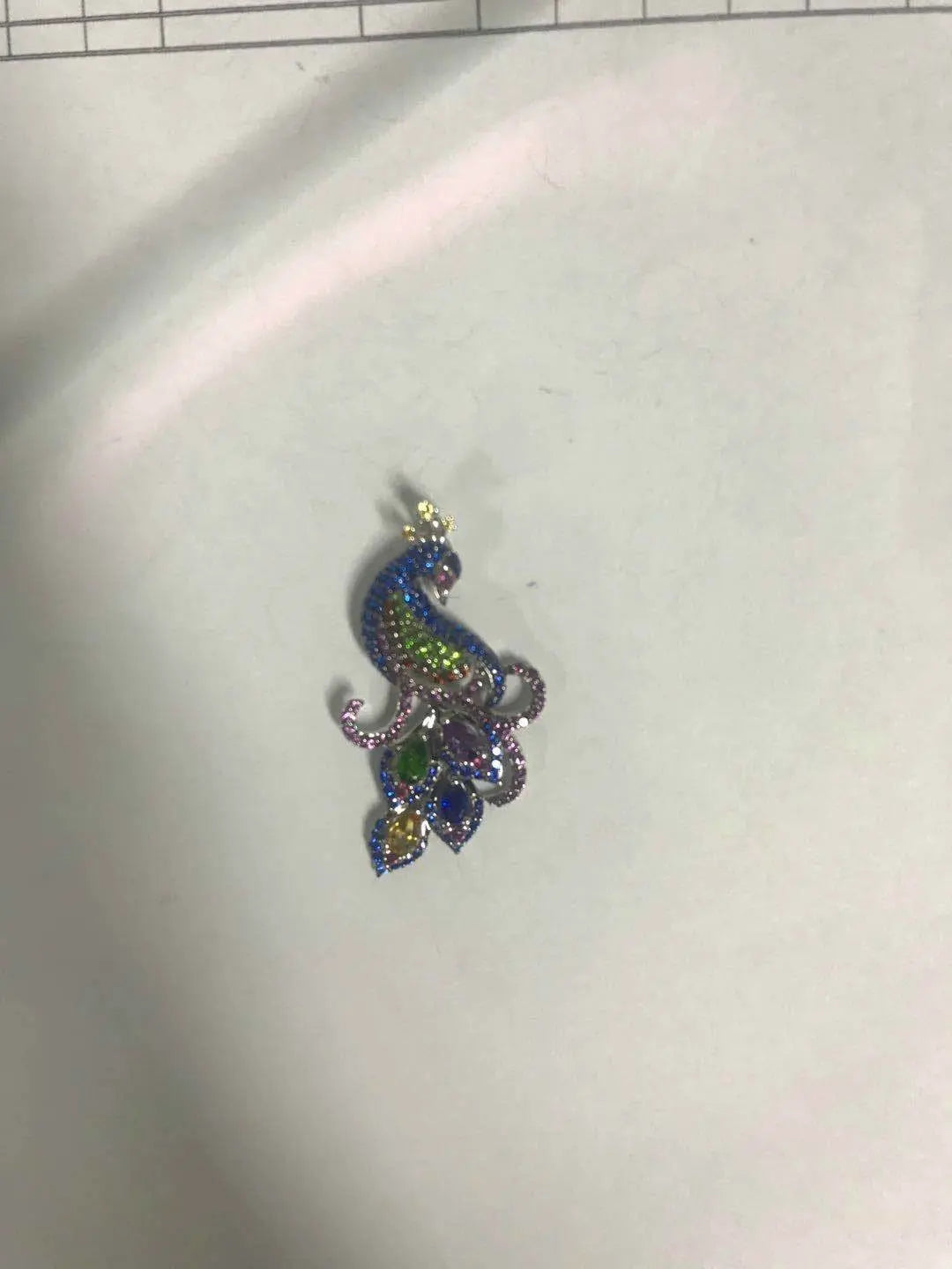 14K Gold Semi Mount Pendant Setting Pear PE 5X3mm Peacock Theme Diamond Accent DHJ