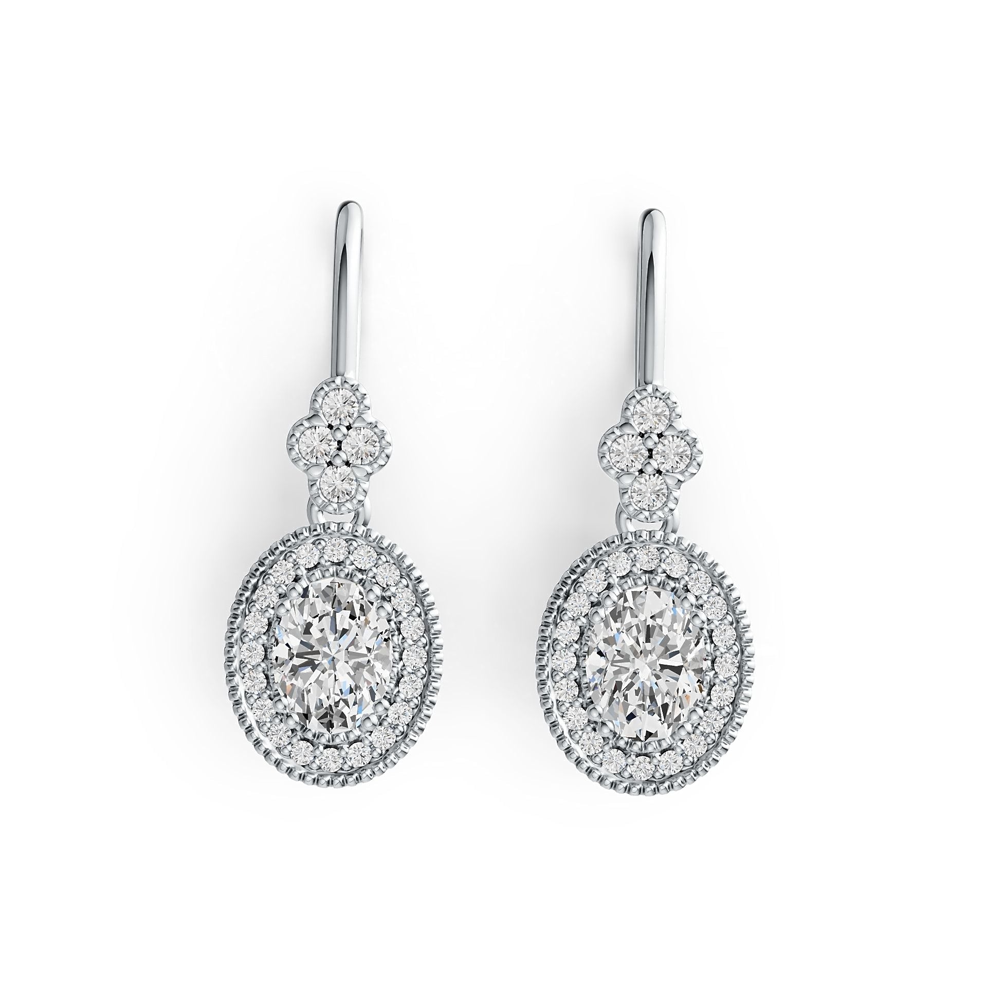 18K Gold Semi Mount Earrings Setting Oval OV 7X5mm Diamond Accent DHJ