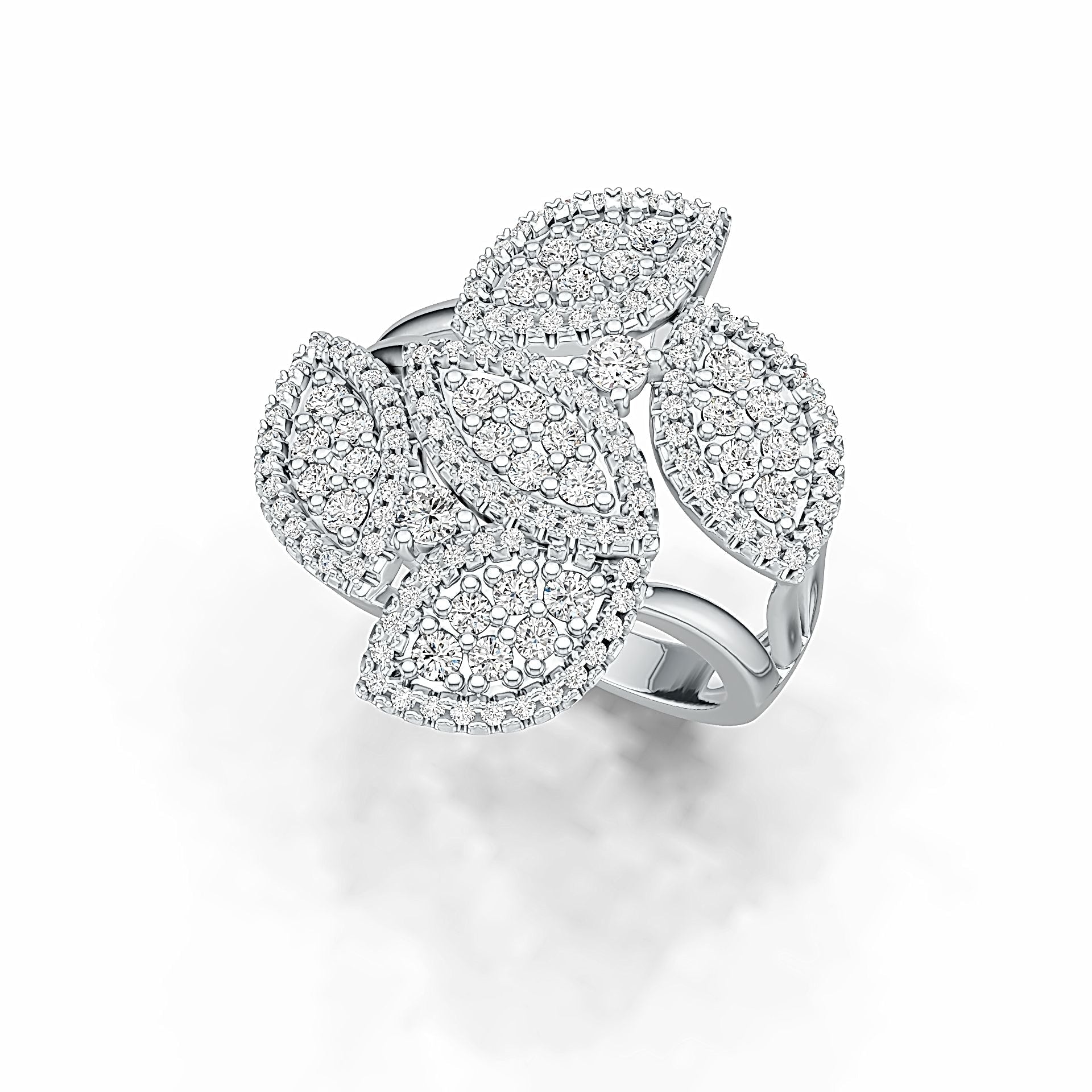 10K Gold Ring 5 Leaves Theme with or Moissanite Moissanite Accent DHJ