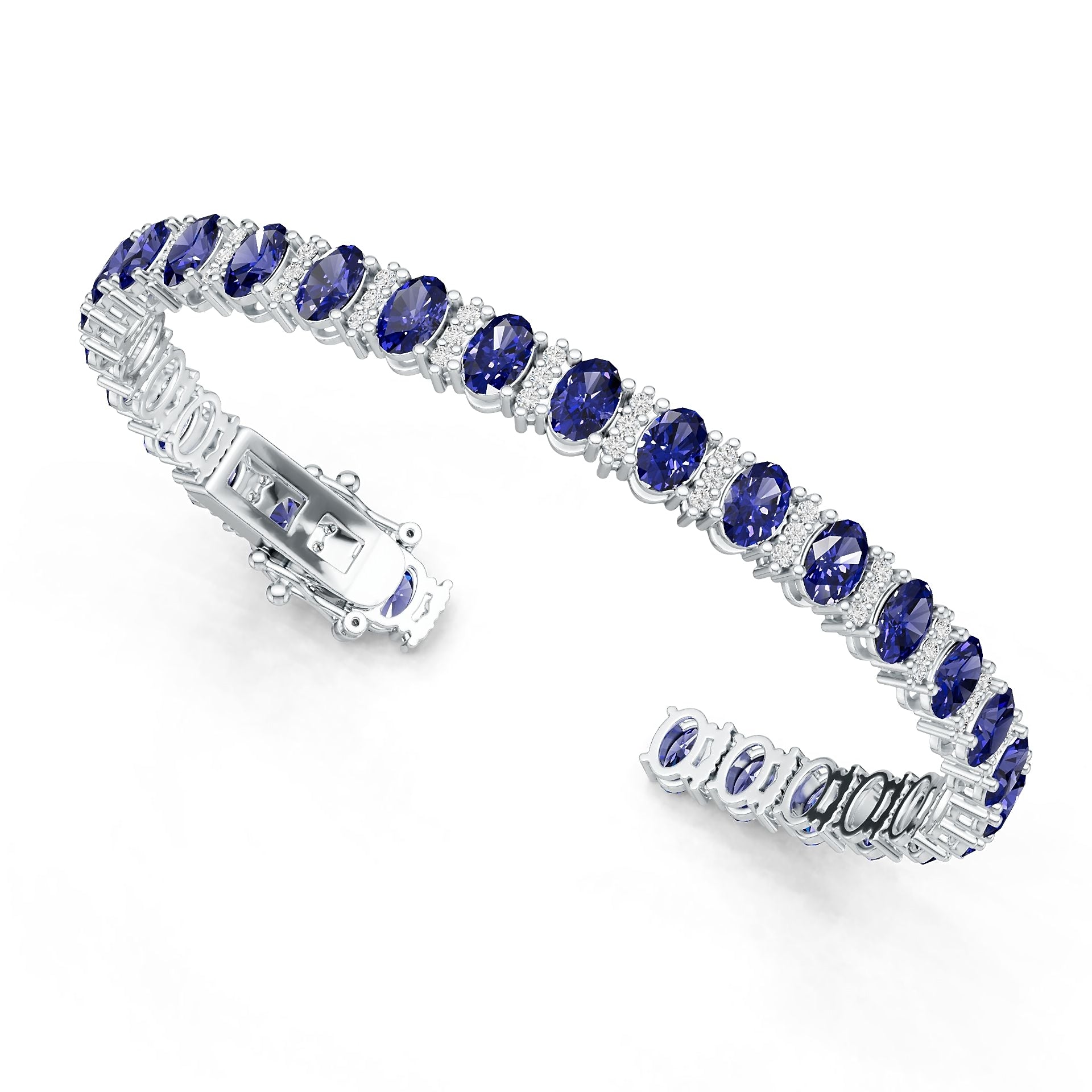 Platinum Semi Mount Bracelet Setting Oval OV 6x4mm Diamond Accent DHJ