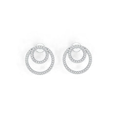 Sterling Silver Earrings Double Circle Theme with White Topaz or Moissanite DHJ