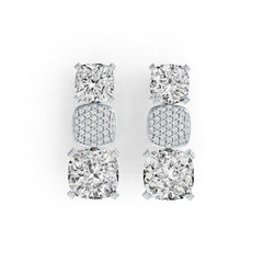 14K Gold Semi Mount Earrings Setting Cushion CU 9X9mm CU 7X7mm Diamond Accent DHJ