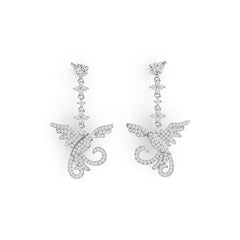 14K Gold Semi Mount Earrings Setting Pear PE 6X4mm Bird Theme Diamond Accent DHJ