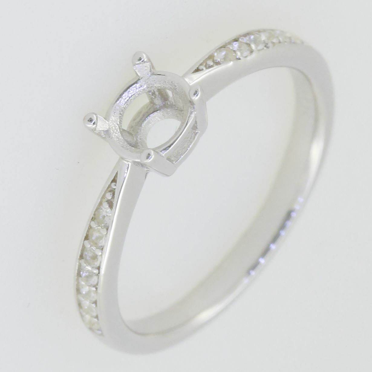 10K Gold Semi Mount Ring Setting Round RD 5x5mm Moissanite Accent Syzjewelry