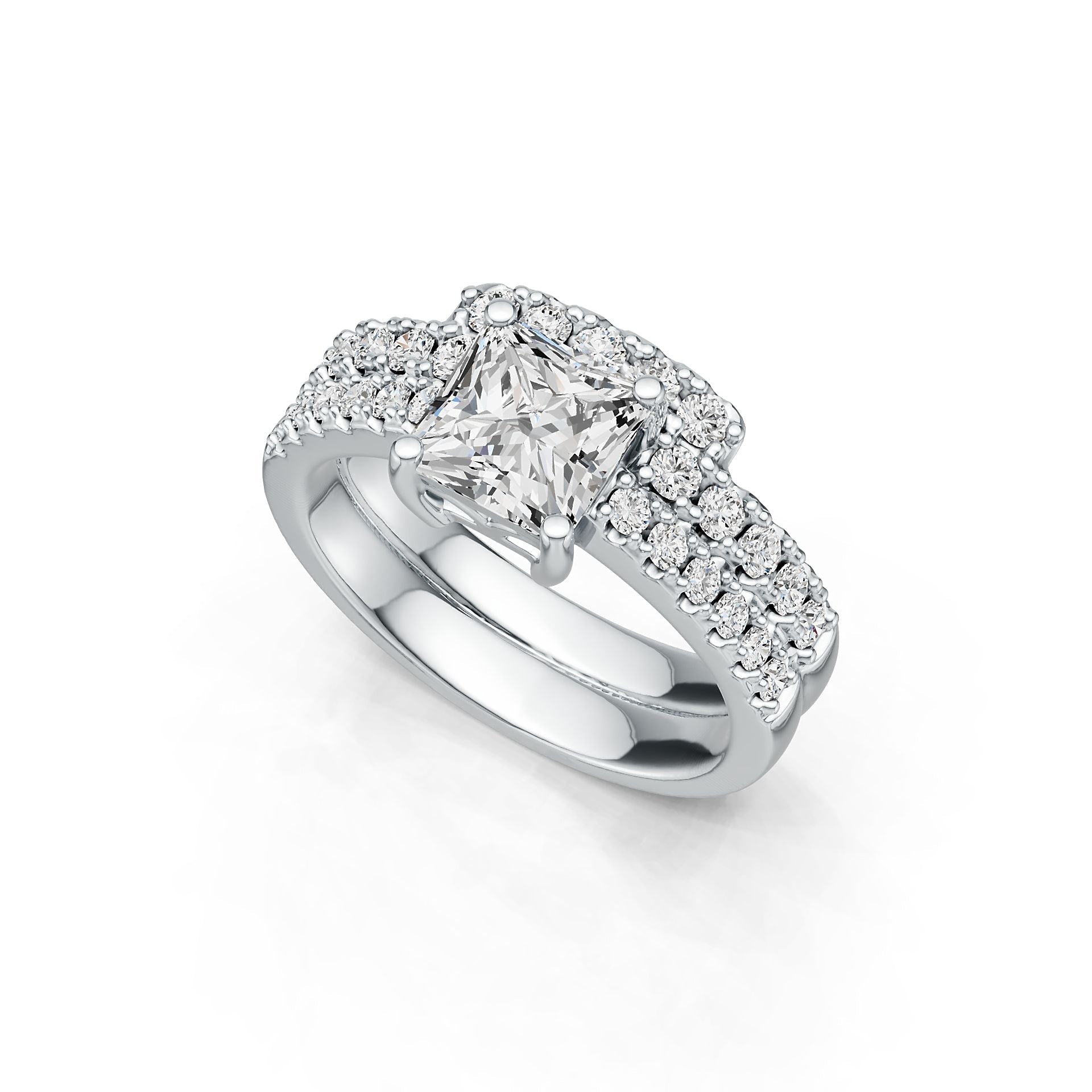 Platinum Semi Mount Ring Setting Princess SQ 6x6mm with Diamond Accent DHJ