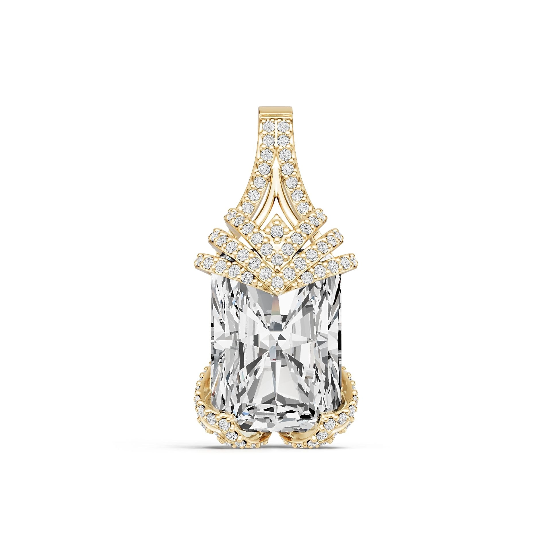 14K Gold Semi Mount Pendant Setting Emerald Em 14x105mm Diamond Accent Syz Jewelry