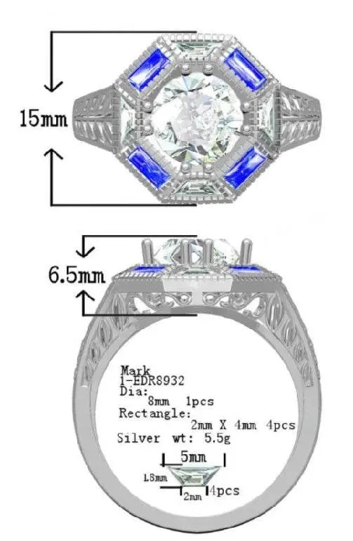 14K Gold Semi Mount Ring Setting Round RD 8x8mm Art Deco Style Diamond Accent DHJ