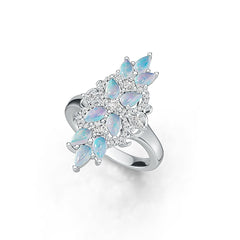 Platinum Semi Mount Ring Setting Pear PE 5X3mm Cabochon Diamond Accent DHJ