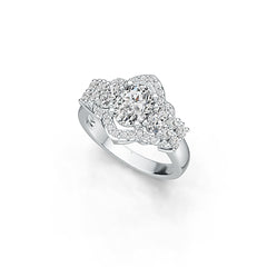 14K Gold Semi Mount Ring Setting Oval OV 8X6mm OV 5X3mm Diamond Accent DHJ
