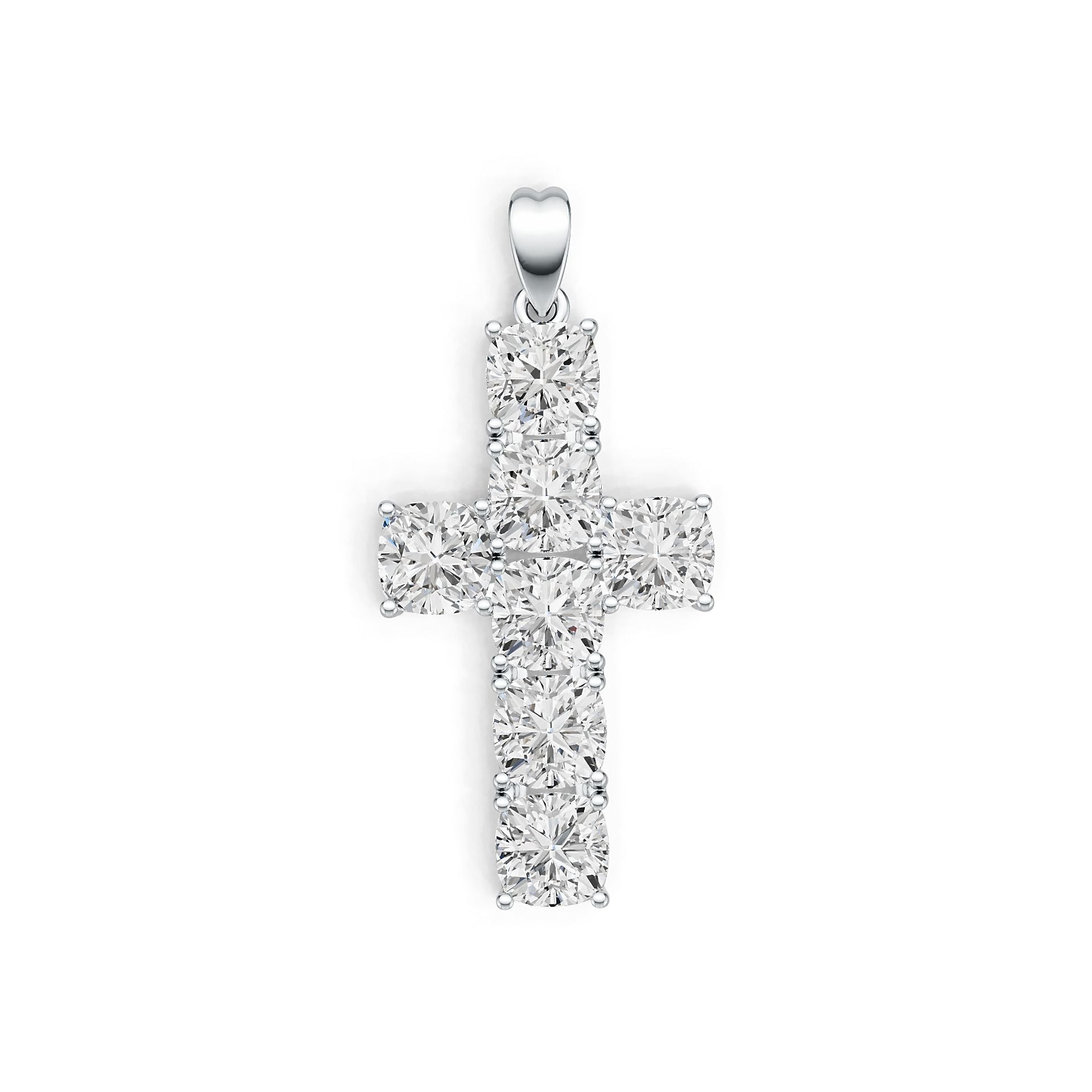 14K Gold Semi Mount Pendant Setting Cushion CU 7X7mm Cross Theme DHJ