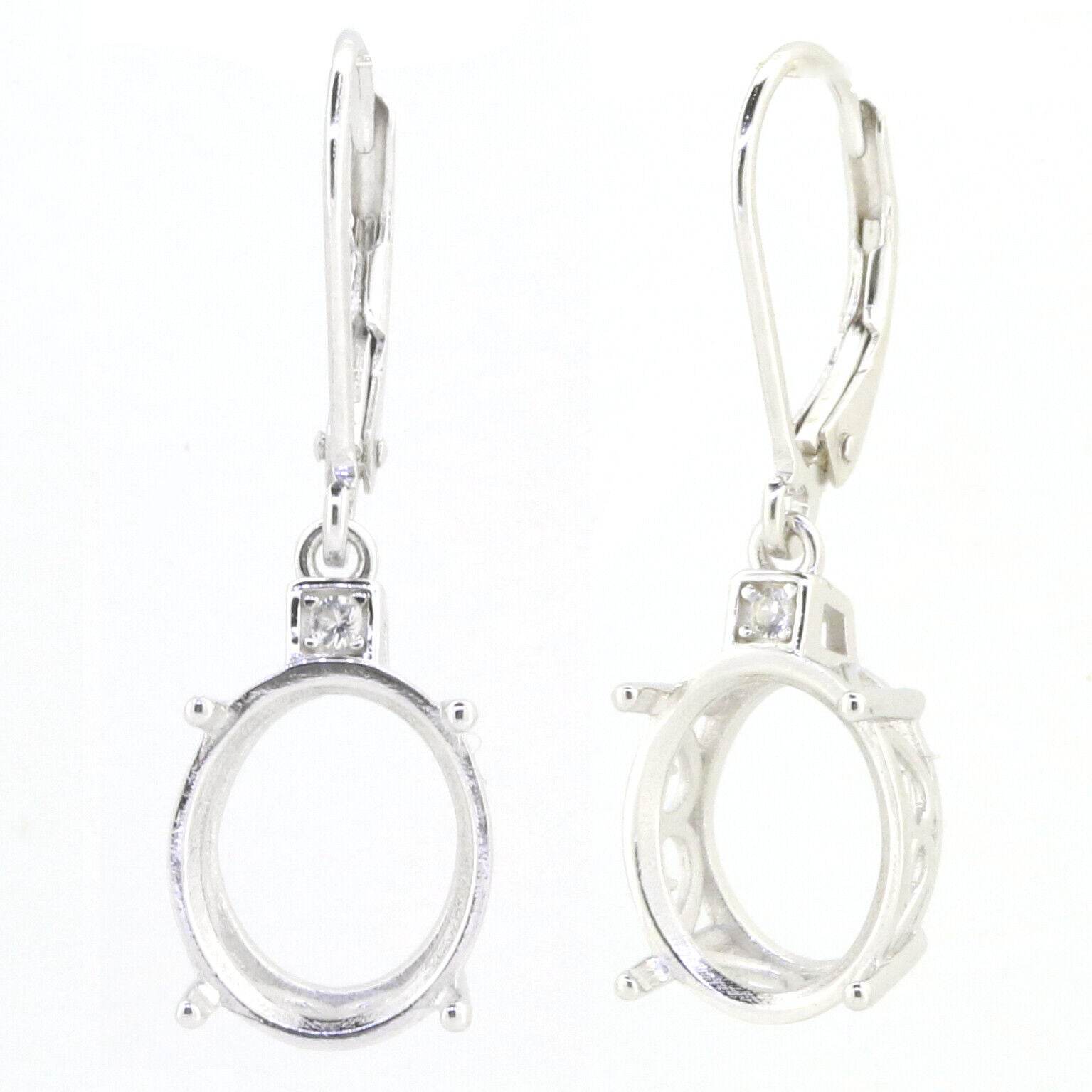 18K Gold Semi Mount Earrings Setting Oval OV 12X10mm Leverback Diamond Accent Syzjewelry