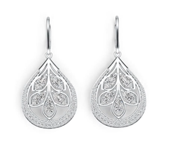 Sterling Silver Semi Mount Earrings Setting Pear PE 5X3mm with White Topaz DHJ