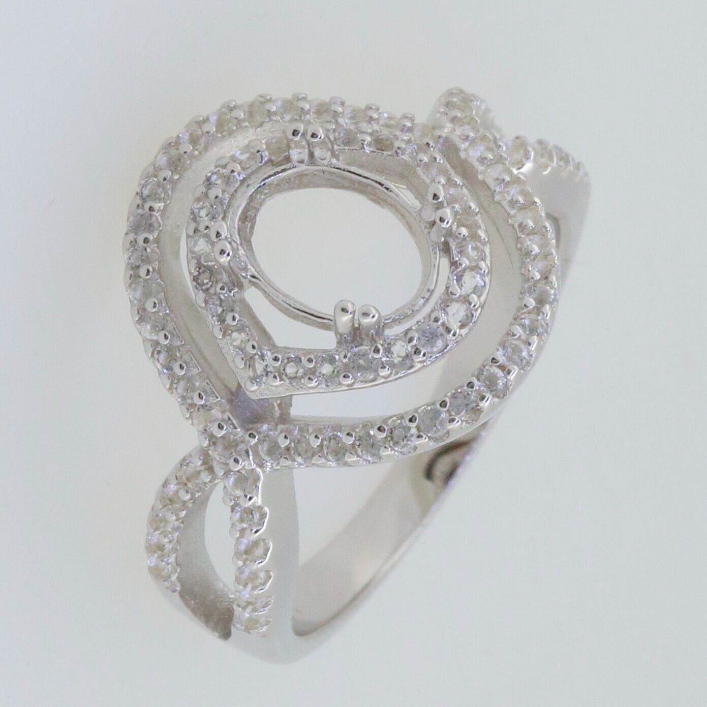 Platinum Semi Mount Ring Setting Oval OV 8x6mm Halo Twisted Shank Diamond Accent Syzjewelry