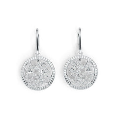 Platinum Floral Filigree Earrings with or Moissanite Diamond Accent DHJ