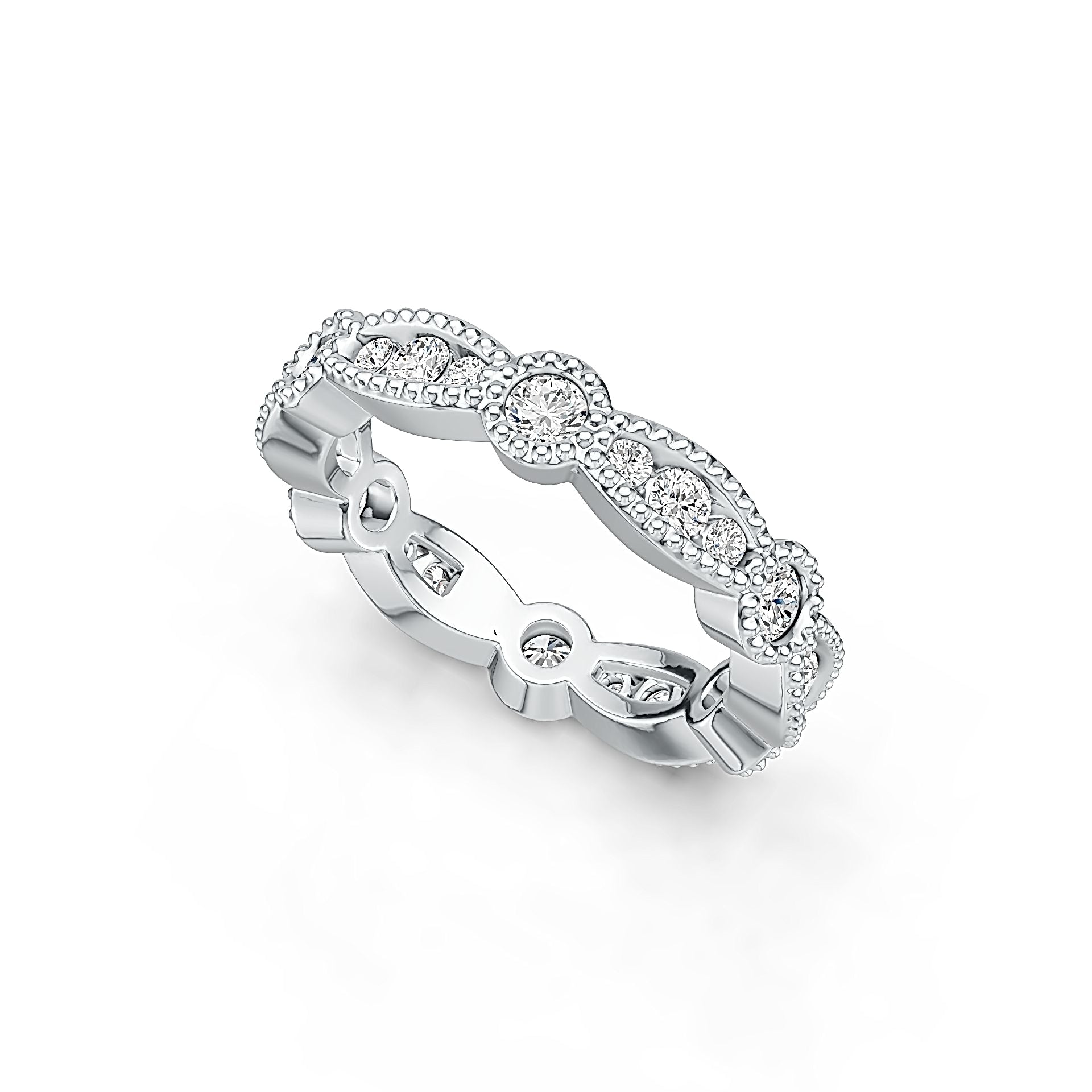 Platinum Semi Mount Ring Setting Round RD 3x3mm Diamond Accent DHJ