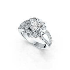 10K Gold Semi Mount Ring Setting Round RD 6x6mm Split Shank Moissanite Accent DHJ