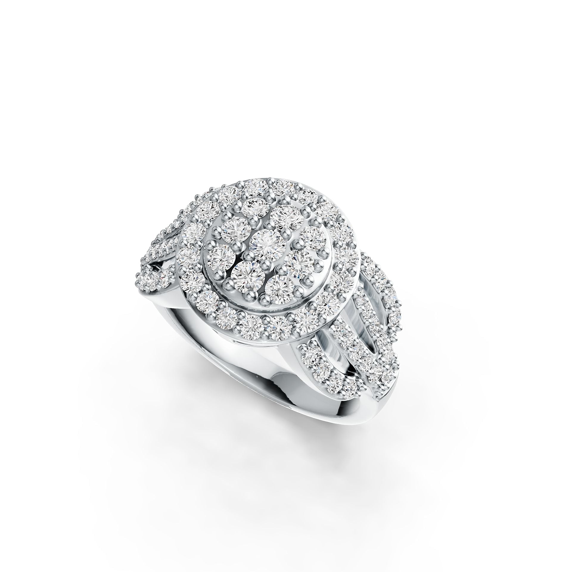 14K Gold Ring with White Topaz or Moissanite Round Cluster Halo Diamond Accent DHJ
