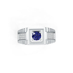 Men's Sterling Silver Semi Mount Ring Setting Round RD 5x5mm White Topaz Syzjewelry