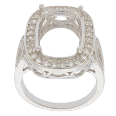 14K Gold Semi Mount Ring Setting Cushion CU 11X10mm Halo with Diamond Accent DHJ