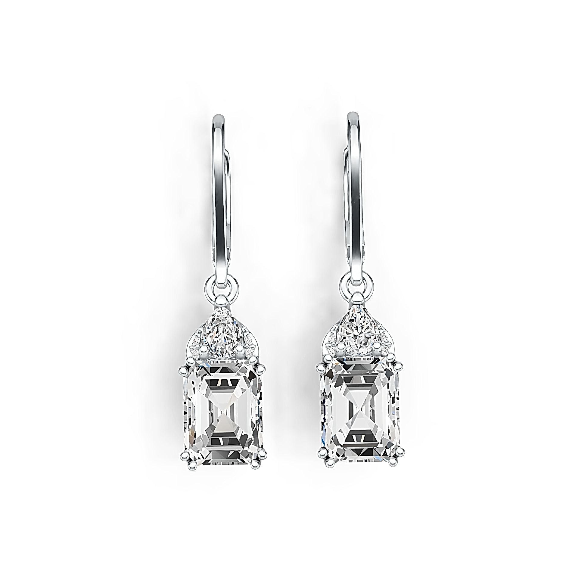 Sterling Silver Semi Mount Earrings Setting Emerald OCT 8X6mm PE 4X4mm DHJ