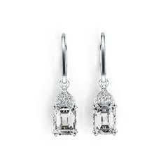 Sterling Silver Semi Mount Earrings Setting Emerald OCT 8X6mm PE 4X4mm DHJ