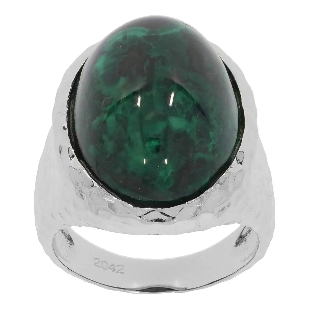 Platinum Semi Mount Ring Setting Oval OV 20X15mm Cabochon Hammered Finish DHJ