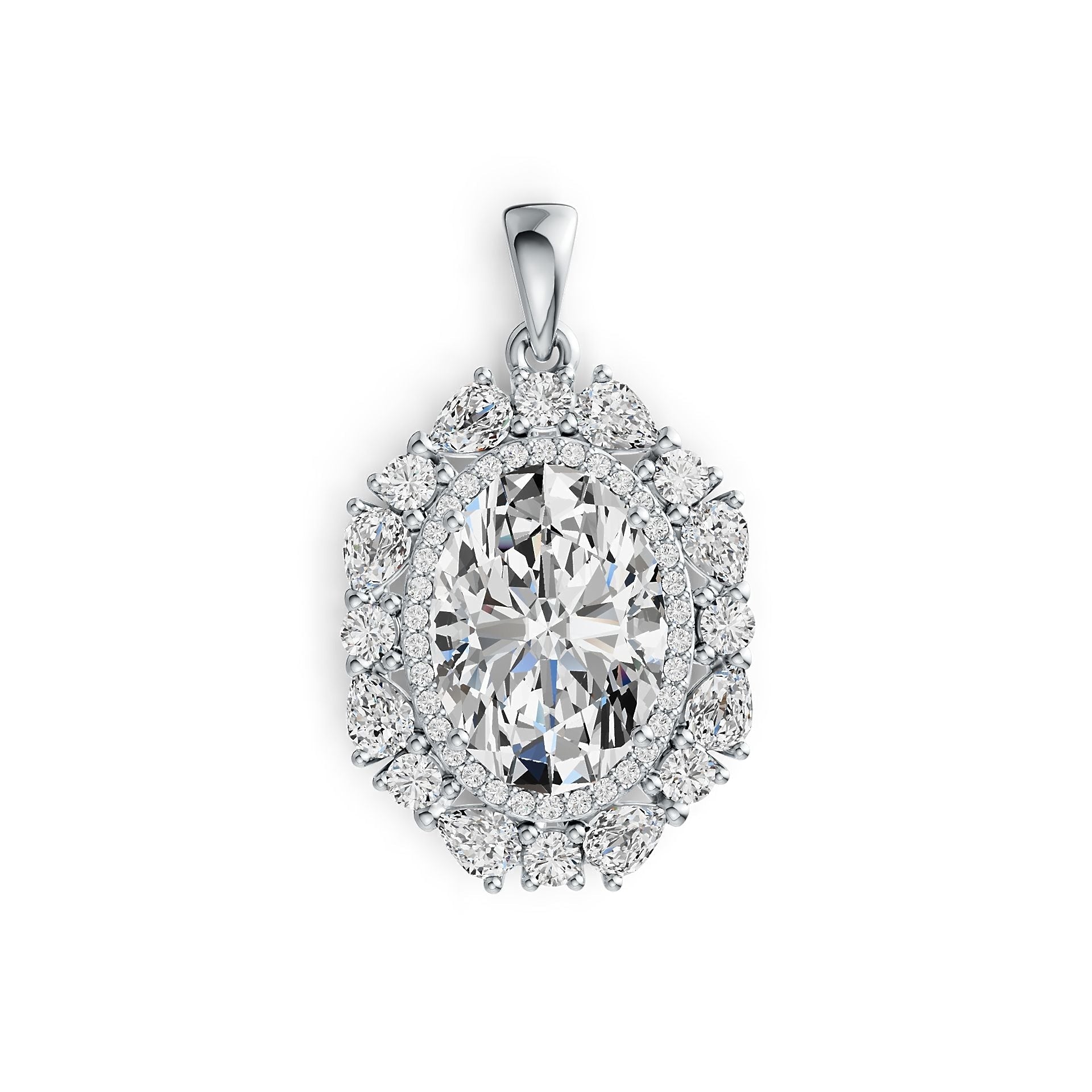 Platinum Semi Mount Pendant Setting Oval OV 14X10mm Diamond Accent DHJ