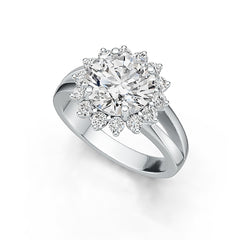 14K Gold Semi Mount Ring Setting Round RD 8x8mm Halo Diamond Accent DHJ