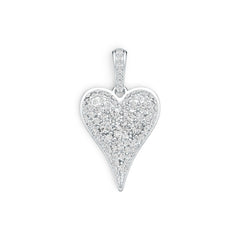 Sterling Silver Pendant with White Topaz or Moissanite Heart Theme DHJ