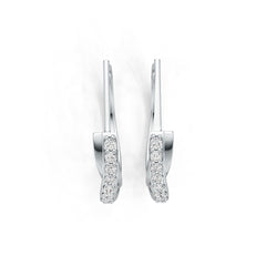 Sterling Silver Earrings Open Hoop with White Topaz or Moissanite DHJ