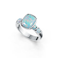 Platinum Semi Mount Ring Setting Cushion CU 9x7mm RD 3X3mm Cabochon DHJ