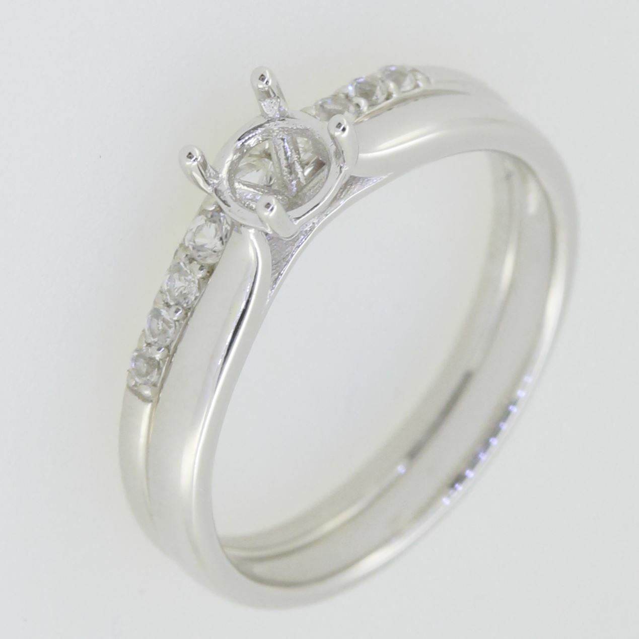14K Gold Semi Mount Ring Setting Round RD 5x5mm Diamond Accent Syzjewelry