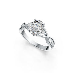 14K Gold Semi Mount Ring Setting Oval OV 9X7mm Twist Shank Diamond Accent DHJ
