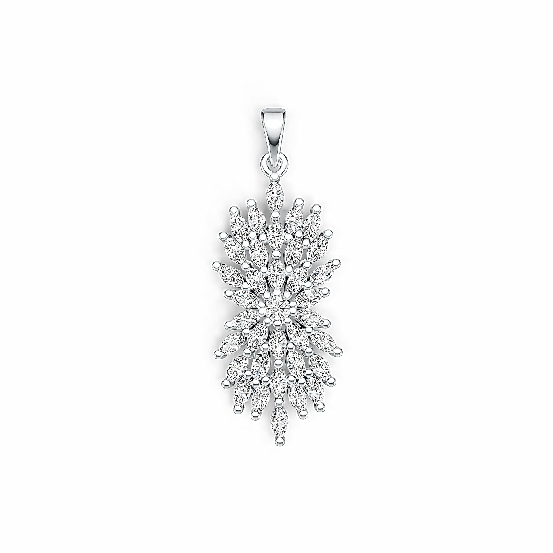 Platinum Pendant or Moissanite Cluster Pendant Diamond Accent DHJ