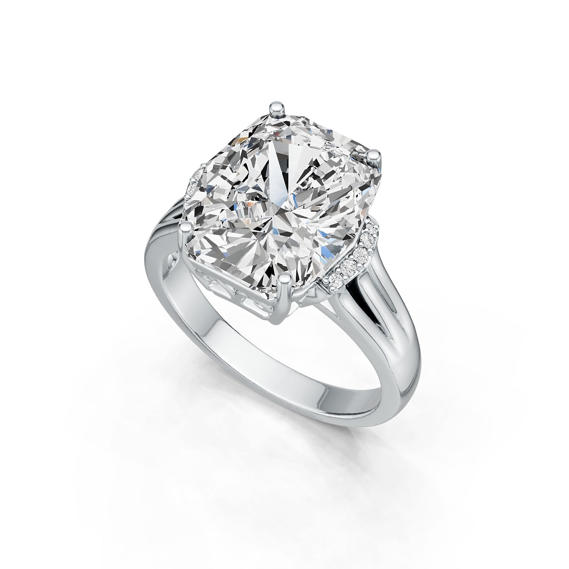 Platinum Semi Mount Ring Setting Cushion CU 14X12mm Diamond Accent DHJ