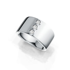 14K Gold Men's Ring Wide Band with or Moissanite Full Bezel Set Diamond Accent DHJ