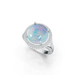 14K Gold Semi Mount Ring Setting Round RD 12x12mm Cabochon Diamond Accent DHJ