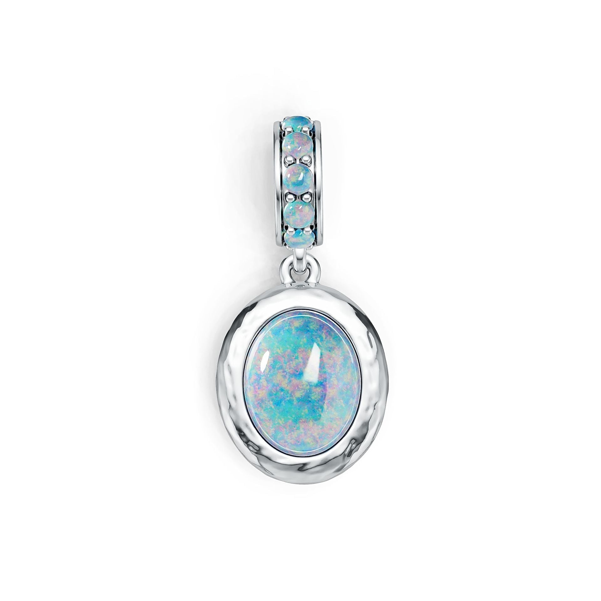 18K Gold Semi Mount Pendant Setting Oval OV 10X8mm RD 2X2mm Cabochon DHJ