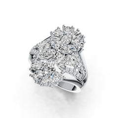 14K Gold Semi Mount Ring Setting Marquise MQ 6X3mm PE 5X3mm PE 4X3mm Diamond Accent DHJ