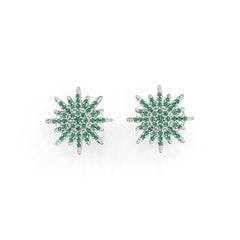 Platinum Earrings Starburst Theme with or Moissanite Diamond Accent DHJ
