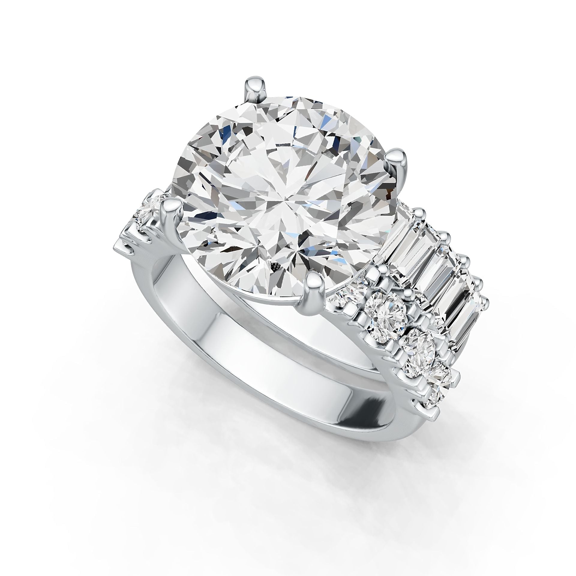 14K Gold Semi Mount Ring Setting Round RD 12x12mm with Diamond Accent DHJ