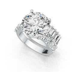 14K Gold Semi Mount Ring Setting Round RD 12x12mm with Diamond Accent DHJ