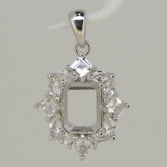 14K Gold Semi Mount Pendant Setting OCT 9x7mm W/ Diamond Accent Syzjewelry