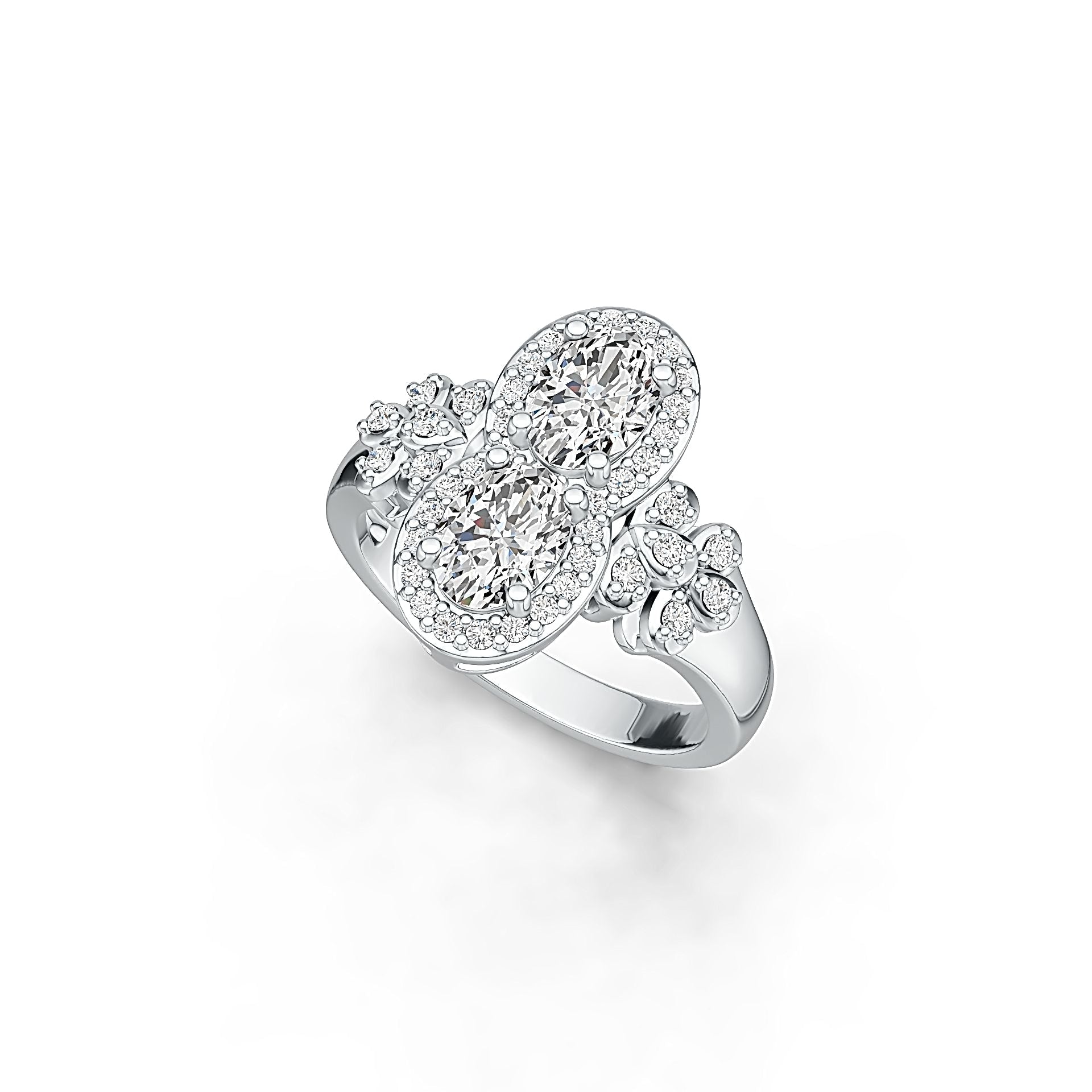 Platinum Semi Mount Ring Setting Oval OV 7X5mm Diamond Accent DHJ